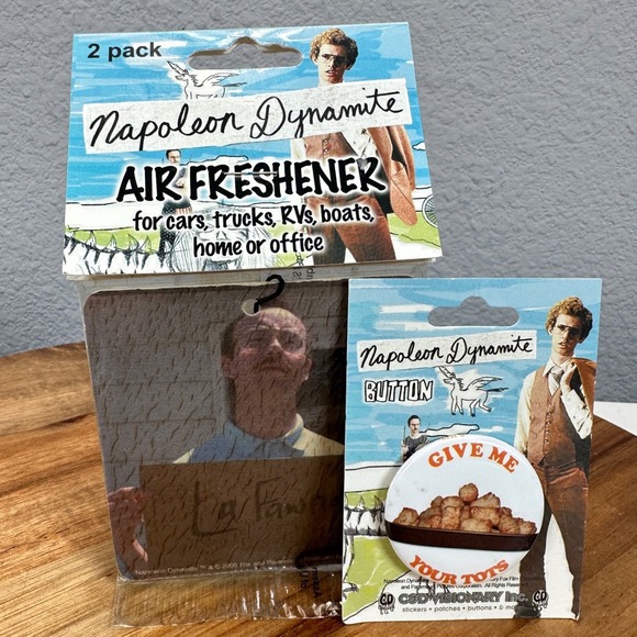 C&D Visionary Inc. Other - VTG Napoleon Dynamite Give Me Your Tots Pin + Air Freshener Kip LaFawnduh 2005